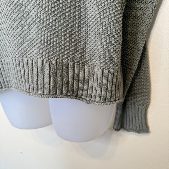 AE | Open Knit Henley Olive Green VSCO Cozy Pullover Sweater - Picture 10 of 14